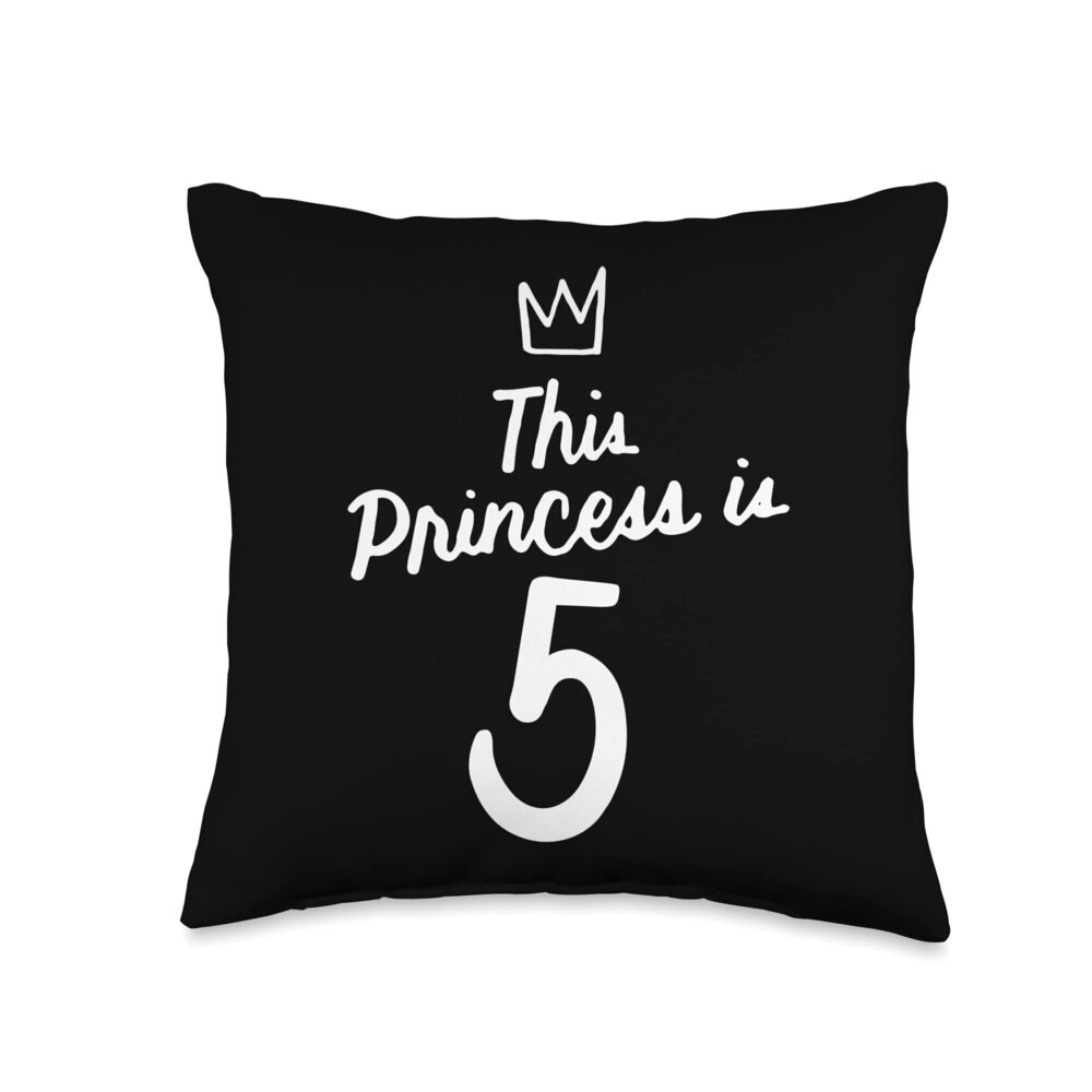 2486 This Princess Is 5 Year Old 5th Happy Birthday To Me Girl Throw Pillow